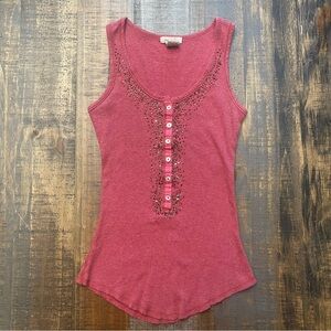 Love Rocks Burgundy Embellished Bling Ribbed Tank Top